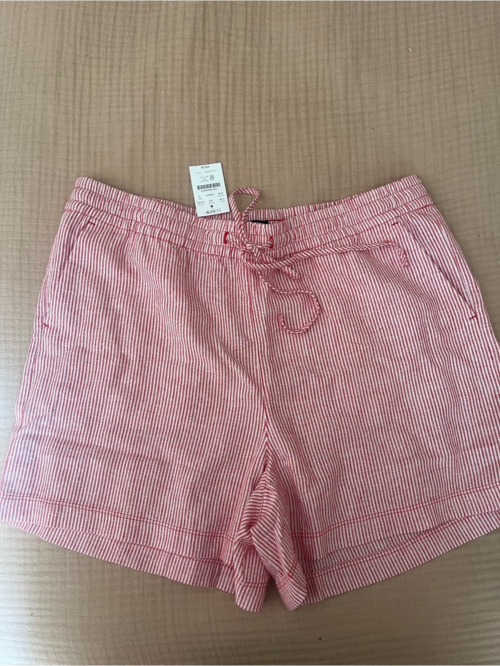 J. Crew Red & White Striped Linen Shorts - Picture 2 of 4